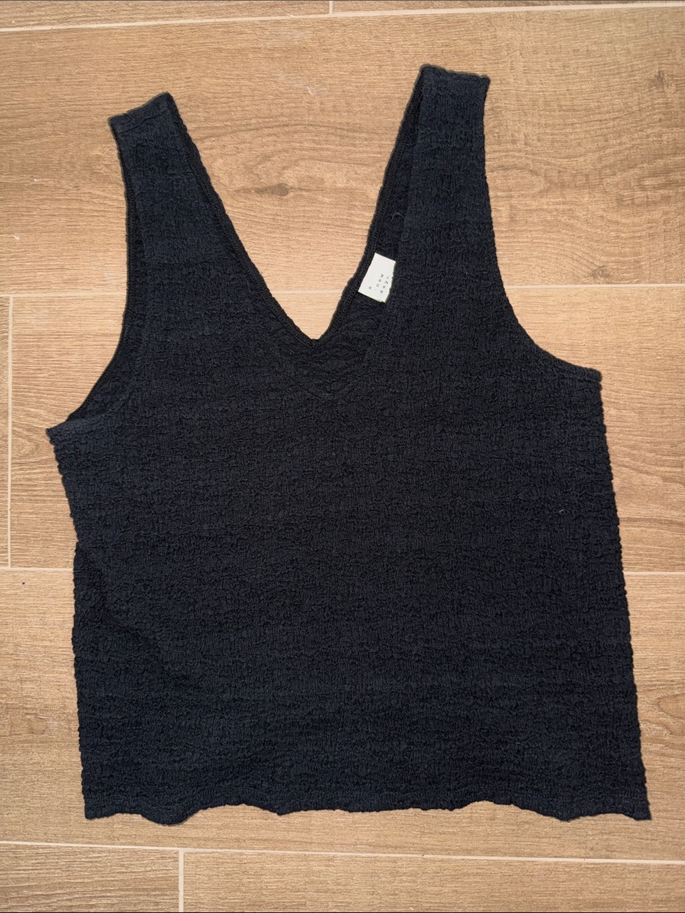 a new day Black V-Neck Basic Knit Tank Top | Elevated basic textured black tank